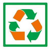 Recyle logo using Spirechem's colours of orange and green.