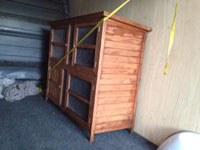 Rabbit hutch ready to be moved to new location.