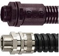 Flexicon plastic and plastic coated steel flexible conduits from 12mm to 50mm. Including plastic snap-on adaptors and locknuts, and metal swivel adaptors and locknuts.