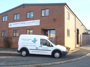 Front entrance to Investment Castings in congleton in Cheshire, with our liveried van outside.