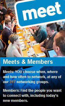 4N meet banner. Text on the image says 'You choose how when, where and how often to network at any of our 317 networking groups. Find the people you want to connect with, includint todays new members.'