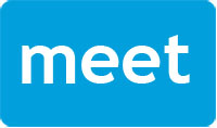 Image says meet in white text on a pale blue background.