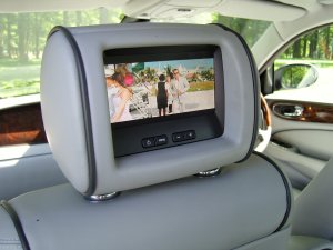 View of the headrest showing the in-built TV.