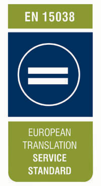 EN 15038 certified logo. In 2006 this quality standard was specifically written for the translation industry, and published by CEN, the European Committee for Standardization.