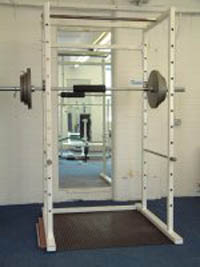 Squat Rack for safer lifting of free weights.