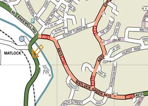 Elliots Carpets location map Matlock,Derbyshire.