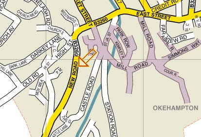 Dave Chapman Carpets and Flooring location map Okehampton, Devon.