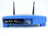 Blue wireless Router to access the Internet.
