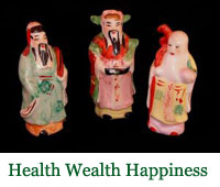 Three Chinese figures, Health, Wealth and Happiness.