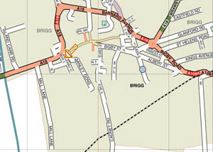 A. F. Carpets location map Brigg, North Lincolnshire.