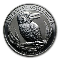 MS70 grade Australian silver dollar depicting the Kookaburra.