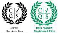 iso9001 and 14001 registered logos, showing Service Master is certified cleaning company.