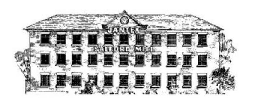 Line drawing of Salford Mill in Congleton, home to Jantex Furnishing Company.