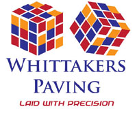 Whittakers Paving logo; strapline is Laid with Precision.