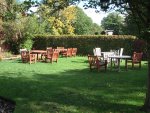 Beer garden at the Plough Inn.