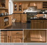 Natural rosewood effect doors, canopy and drawers.