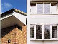 two images showing soffits and fascias.