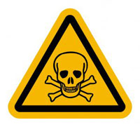 Triangular Skull & Crossbones sign, denoting hazardous substances or danger to life.