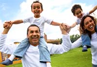 Family portrait showing happy family health and well being.