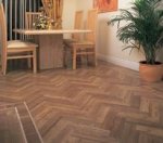 Laminate flooring in the dining room.