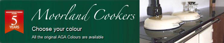 Moorland Cookers Logo. Fully reconditioned or refurbished 2 & 4 oven Aga cookers available in 16 colours.
