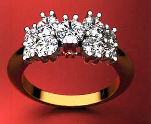 Bespoke custom designed gold ring with diamonds.