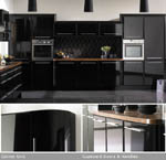 High gloss black pissa kitchen.