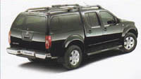 Nissan Navara with Snugtop with windows, which covers the rear bed of the vehicle.