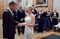 Bride and Groom during wedding ceremony.