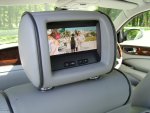 Close up of headrest showing TV screen.