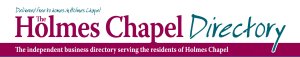 The Holmes Chapel Directory logo. The Holmes Chapel business directory monthly magazine, delivered to homes and businesses in Holmes Chapel in Cheshire.