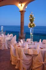 Tables dressed at restaurant