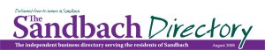 The Sandbach Directory logo. The Sandbach business directory monthly magazine, delivered to homes and businesses in Sandbach in Cheshire.