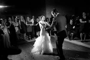 Wedding photographer Tom Nicholls photographs the Bride and Groom leading the dancing at the wedding reception.