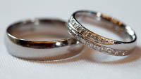 His and hers wedding rings.