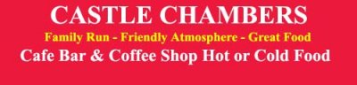 Castle Chambers logo. Great food, coffee shops cafe bars, Sunday Lunch, All day Traditional Full English Breakfast, in Stockport Cheshire.