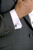 Grey Prestige Lounge Suit, Cufflink detail.
