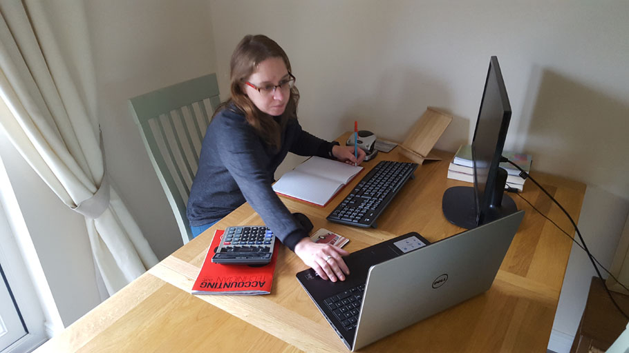 Jodie Welch Bookkeeper at her work station.