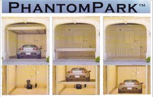Image shows car in three positions, demonstrating how this executive multi level parking system works.