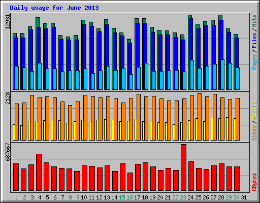 Daily usage for June 2013