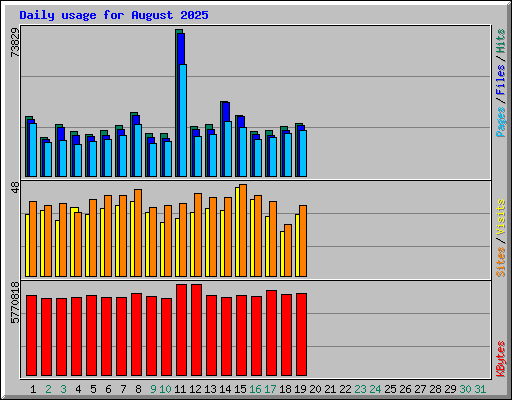 Daily usage for August 2025