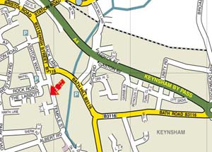 Simply Carpets of Keynsham  location map Keynsham,Somerset.