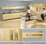 Replacement kitchen doors and drawers in Canadian maple wood finish.