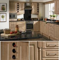 Portofino cherry kitchen doors and cupboards along with new kitchen appliances.