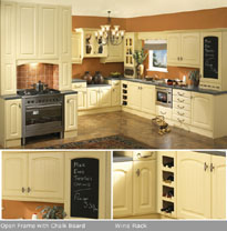 Portofino cherry kitchen doors and cupboards along with new kitchen appliances.