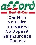 Car, Van, Mini Bus Hire and Light Truck Rental From Afford Rent-a-Car of Stoke on Trent Staffordshire.