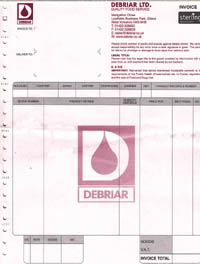 NCR (no carbon required) sets produced for Debriar by full colour digital printing.